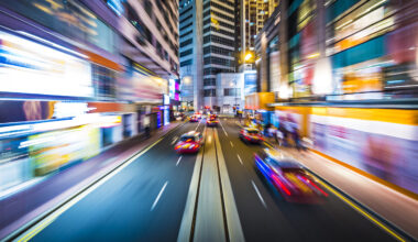 Hong Kong city traffic in motion blur