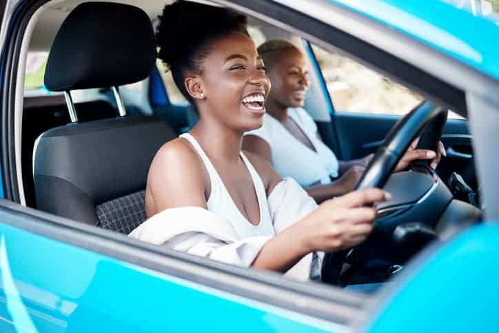 lady driving car