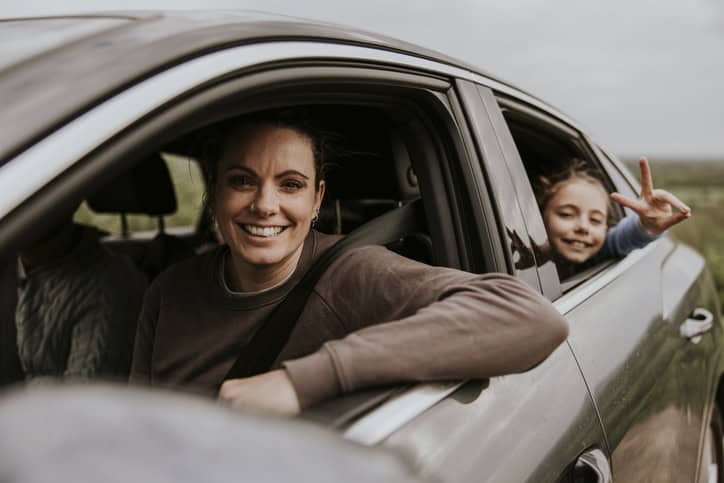 Happy family road trip